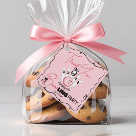 Pink Hand Drawn BOWling Bows Girl Birthday Party Bedankjes Labels