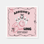 Pink Hand Drawn BOWling Bows Girl Birthday Party Servet (Voorkant)