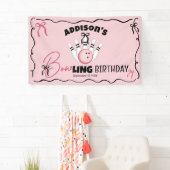 Pink Hand Drawn BOWling Bows Girl Birthday Party Spandoek (Insitu)