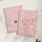 Pink Hand Drawn Doodle Food Vrijgezellenfeest Kaart