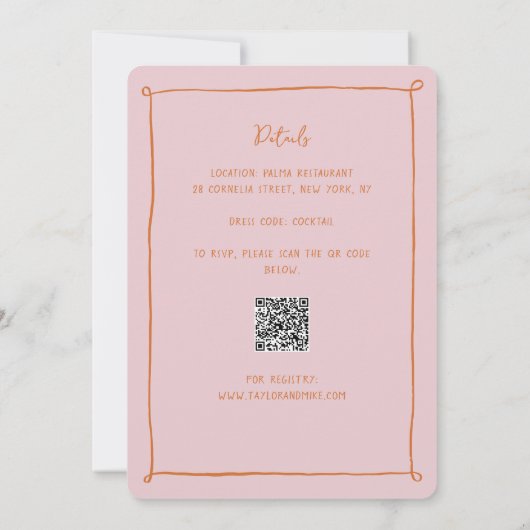 Pink Hand Drawn Doodle Food Vrijgezellenfeest Kaart (Achterkant)