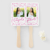 Pink Hand Drawn Doodle Graduation 2 Photo White Handwaaier (Voorkant en achterkant)