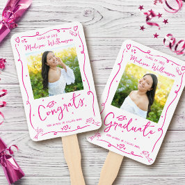 Pink Hand Drawn Doodle Graduation 2 Photo White Handwaaier