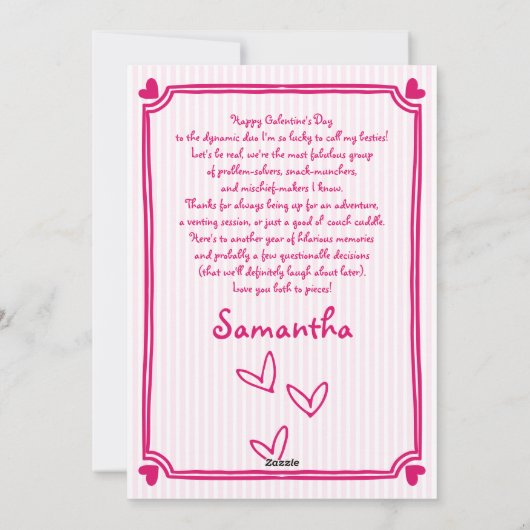 Pink hand drawn scribble Galentine's Day photo Feestdagenkaart (Achterkant)
