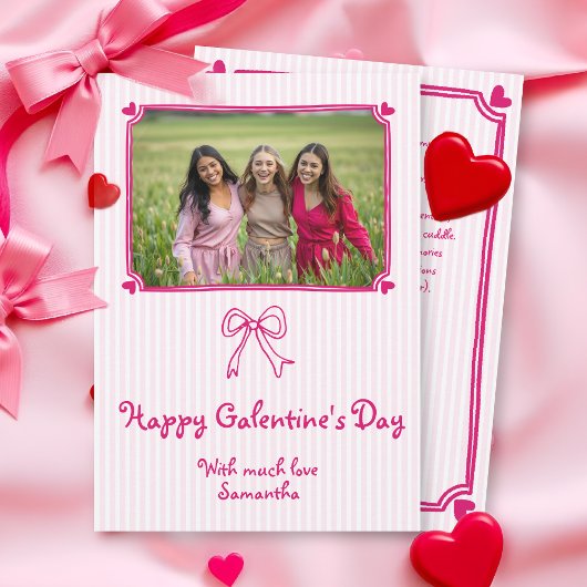 Pink hand drawn scribble Galentine's Day photo Feestdagenkaart