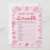 Pink Hand Drawn Valentine Baby Word Scramble Game Kaart (Voorkant)