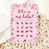 Pink Hand Drawn Valentine Who Is My Baby Game Kaart