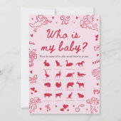 Pink Hand Drawn Valentine Who Is My Baby Game Kaart (Voorkant)
