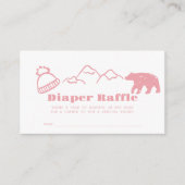 Pink Hand-Drawn Winter Baby Diaper Raffle Ticket Informatiekaartje (Voorkant)
