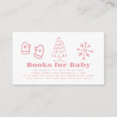 Pink Hand-Drawn Winter Baby Shower Book Request Informatiekaartje (Voorkant)