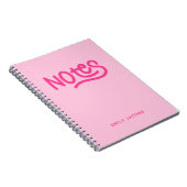 Pink Handwriting Notes Typografie Notitieboek (Rechterzijde)