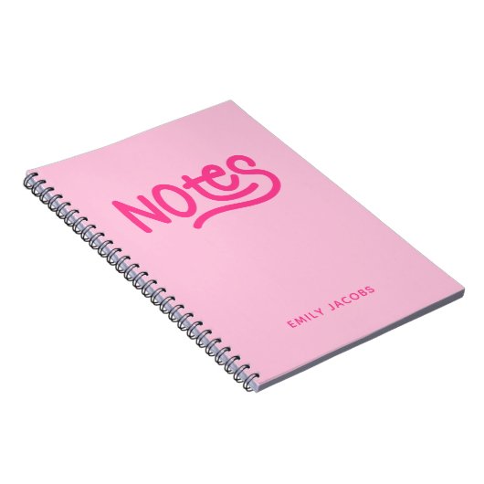 Pink Handwriting Notes Typografie Notitieboek (Rechterzijde)