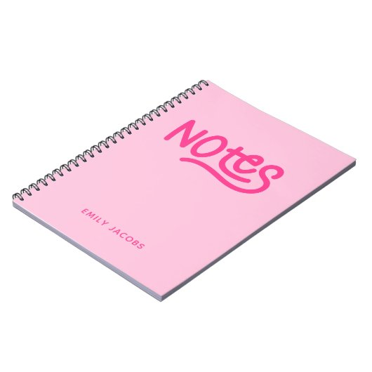 Pink Handwriting Notes Typografie Notitieboek (Linkerzijde)