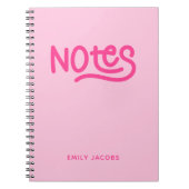 Pink Handwriting Notes Typografie Notitieboek (Voorkant)