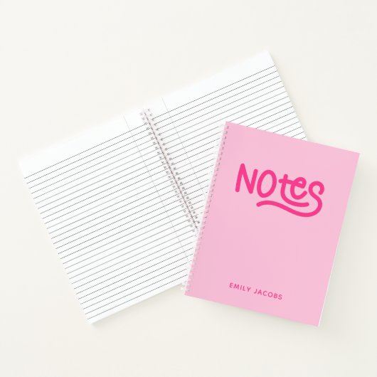 Pink Handwriting Notes Typografie Notitieboek (Binnen)