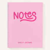 Pink Handwriting Notes Typografie Notitieboek (Voorkant)