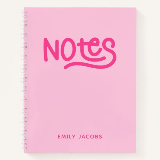 Pink Handwriting Notes Typografie Notitieboek (Voorkant)