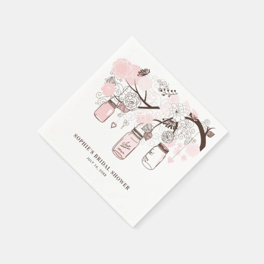 Pink Hanging Mason Jars Vrijgezellenfeest Servet (Hoek)