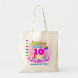 PINK Happy 10th Birthday | Bewerkbaar Tote Bag