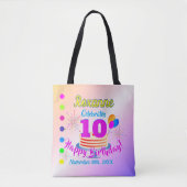 PINK Happy 10th Birthday | Bewerkbaar Tote Bag (Voorkant)