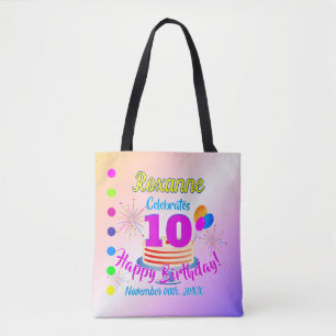 PINK Happy 10th Birthday Bewerkbaar Tote Bag