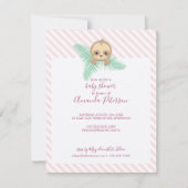 Pink Happy Baby Sloth Baby shower Uitnodiging (Voorkant)