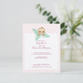 Pink Happy Baby Sloth Baby shower Uitnodiging (Staand voorkant)