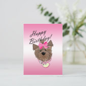 Pink Happy Birthday Dog Briefkaart (Staand voorkant)