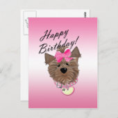 Pink Happy Birthday Dog Briefkaart (Voorkant / Achterkant)
