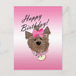 Pink Happy Birthday Dog Briefkaart