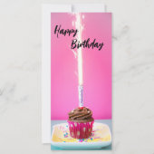 Pink Happy Birthday Flat Card – Cake&Candle Theme (Voorkant)