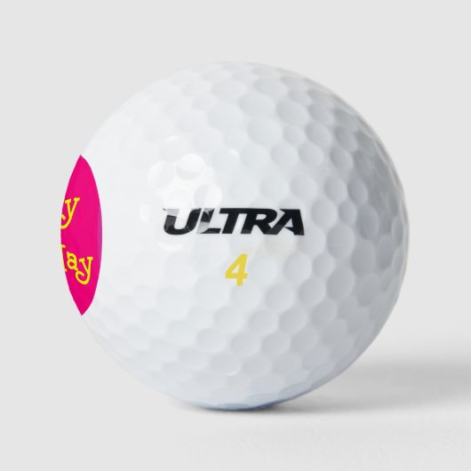 Pink Happy Birthday Golfer Golfballen (Logo)