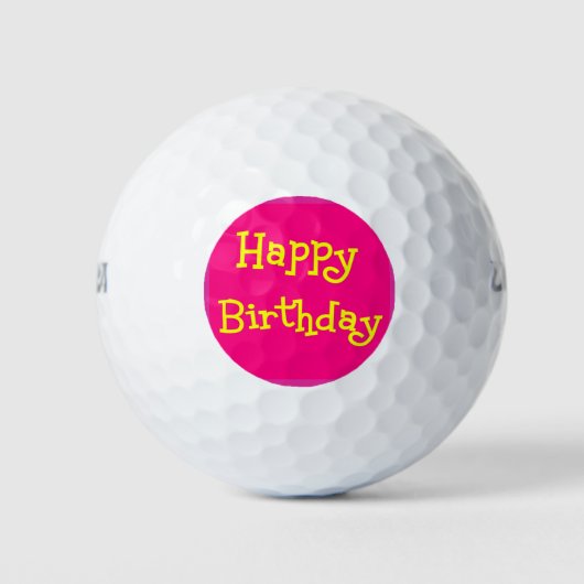 Pink Happy Birthday Golfer Golfballen (Voorkant)