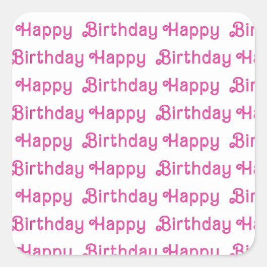 Pink Happy Birthday Party Borden Vierkante Sticker (Voorkant)