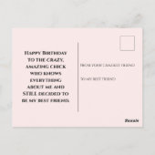 Pink Happy Birthday Post Kaart (Achterkant)