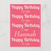 Pink Happy Birthday Song Briefkaart (Voorkant)