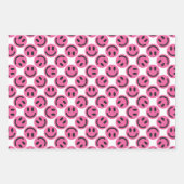 Pink Happy Face Stripes en Polka Dot Inpakpapier Vel (Voorkant)
