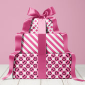 Pink Happy Face Stripes en Polka Dot Inpakpapier Vel