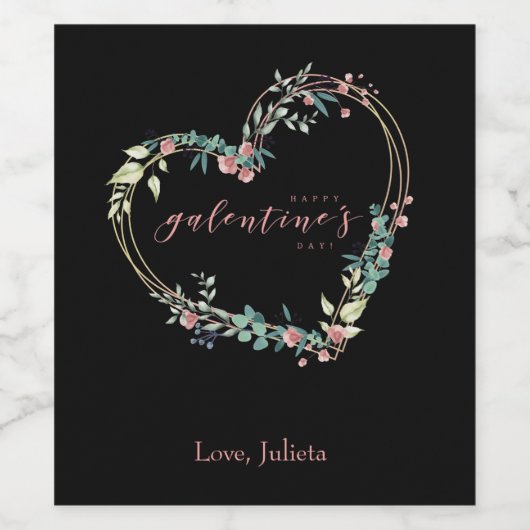 Pink Happy Galentines Day for Best Friend Wijn Etiket (Enkel label)