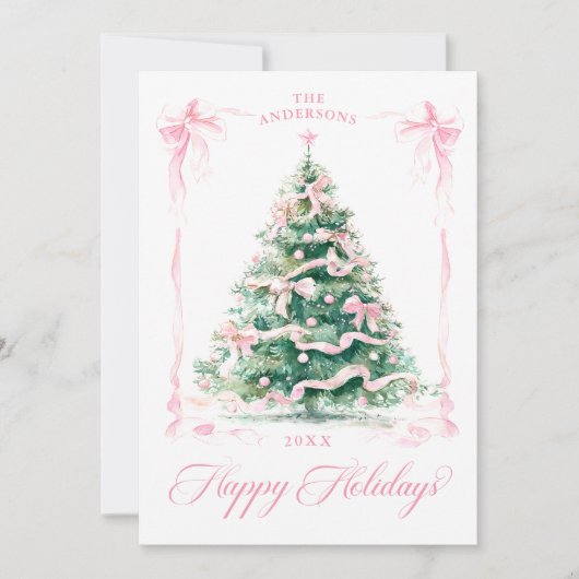 Pink Happy Holidays Photo Card Feestdagenkaart (Voorkant)