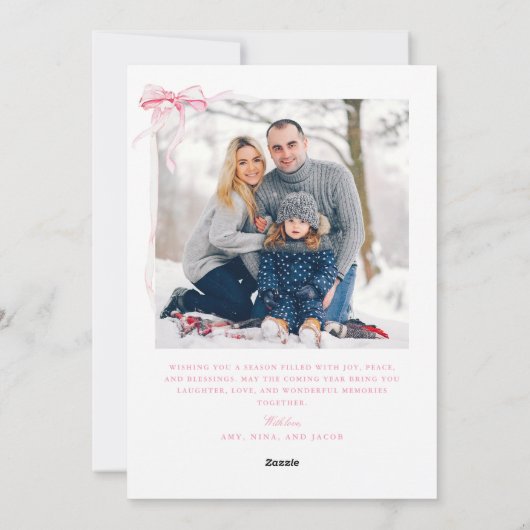 Pink Happy Holidays Photo Card Feestdagenkaart (Achterkant)