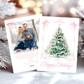 Pink Happy Holidays Photo Card Feestdagenkaart