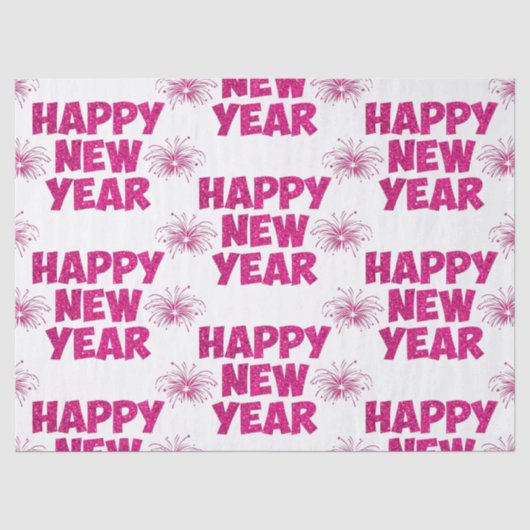 pink happy new year fireworks tissuepapier (Voorkant)