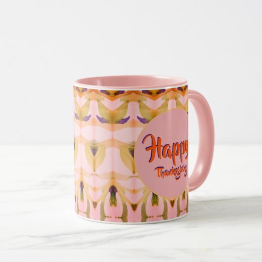 Pink Happy Thanksgiving Mok (Voorkant rechts)
