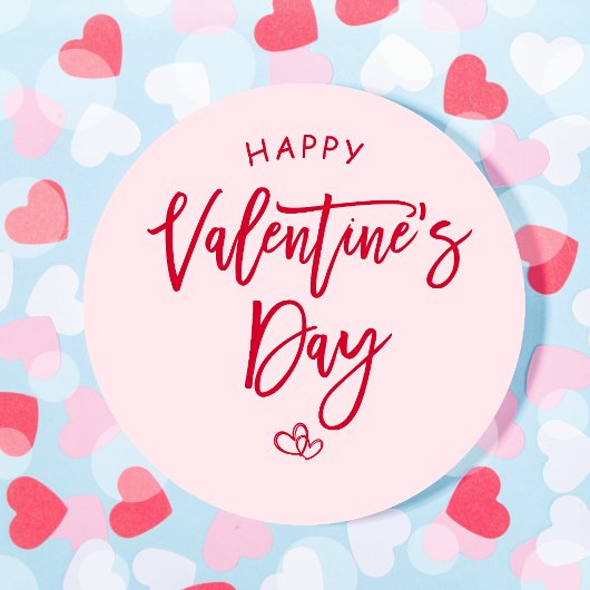Pink Happy Valentine Favor Tag Stickers