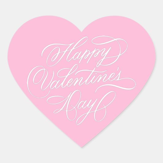 Pink Happy Valentines Day Calligraphy  Hart Sticker (Voorkant)
