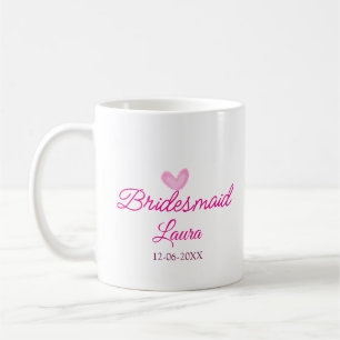 PINK hart Minimale naam toevoegen bruidsmeisje cad Koffiemok