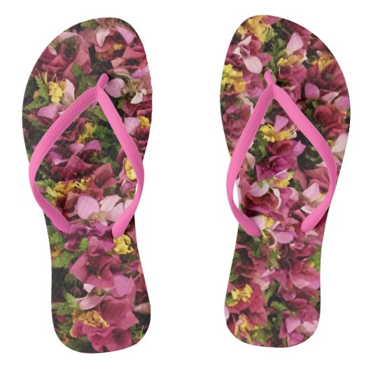 Pink Hawaiian Flower Leis Teenslippers (Voetbed)