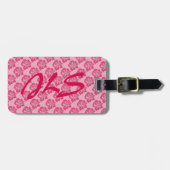 Pink Hawaiian Hibiscus Flower Floral Monogram Bagagelabel (Voorkant horizontaal)