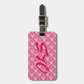 Pink Hawaiian Hibiscus Flower Floral Monogram Bagagelabel (Voorkant verticaal)